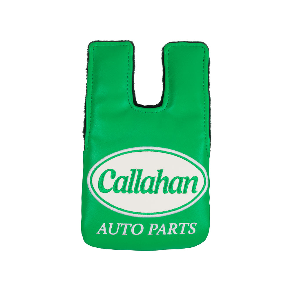 Green Callahan Auto Parts small CS mallet cover with logo.