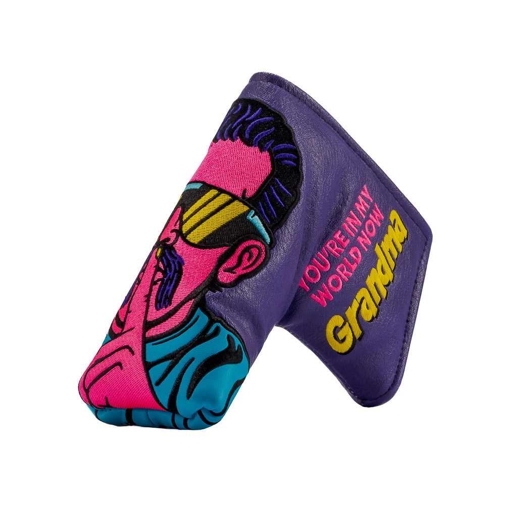 Rewind Golf x Happy Gilmore officially licensed You're In My World Now Grandma blade putter golf headcover.
