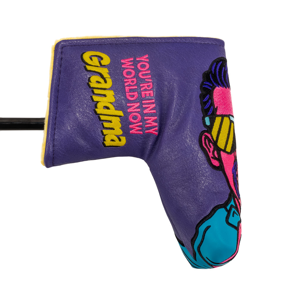 Rewind Golf x Happy Gilmore officially licensed You're In My World Now Grandma blade putter golf headcover.