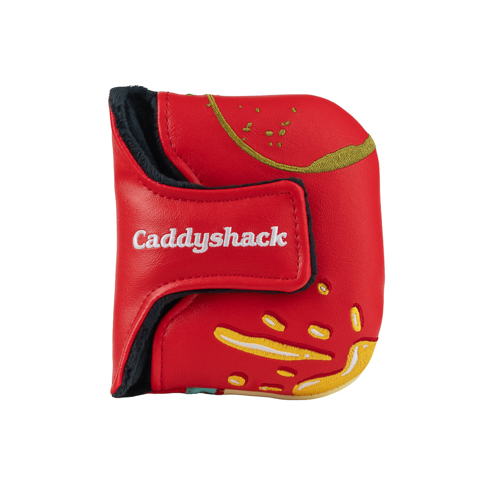 Rewind Golf Caddyshack Halfway House Menu mallet headcover with Bushwood crest, cream menu panel and turquoise trim.