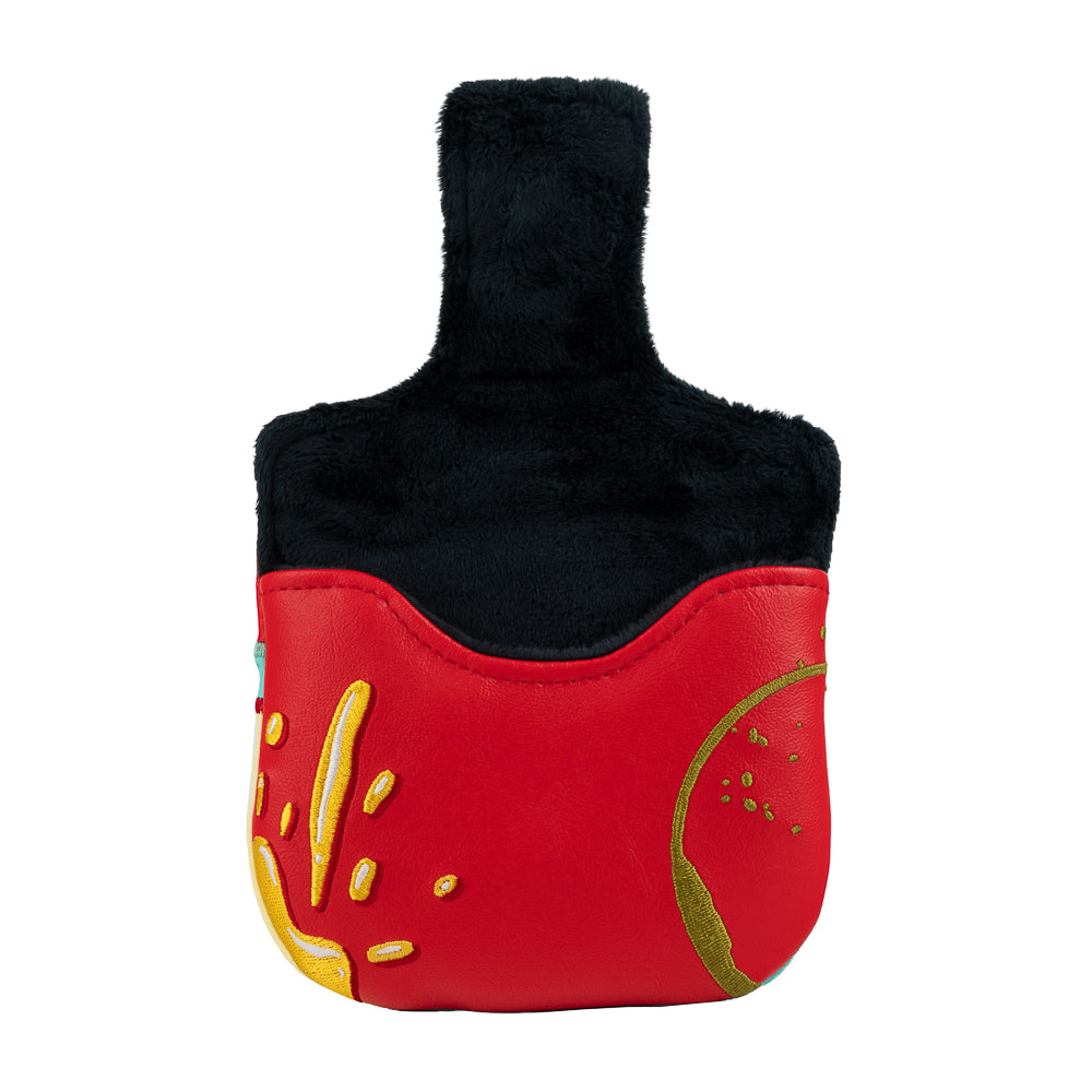 Rewind Golf Caddyshack Halfway House Menu mallet headcover with Bushwood crest, cream menu panel and turquoise trim.