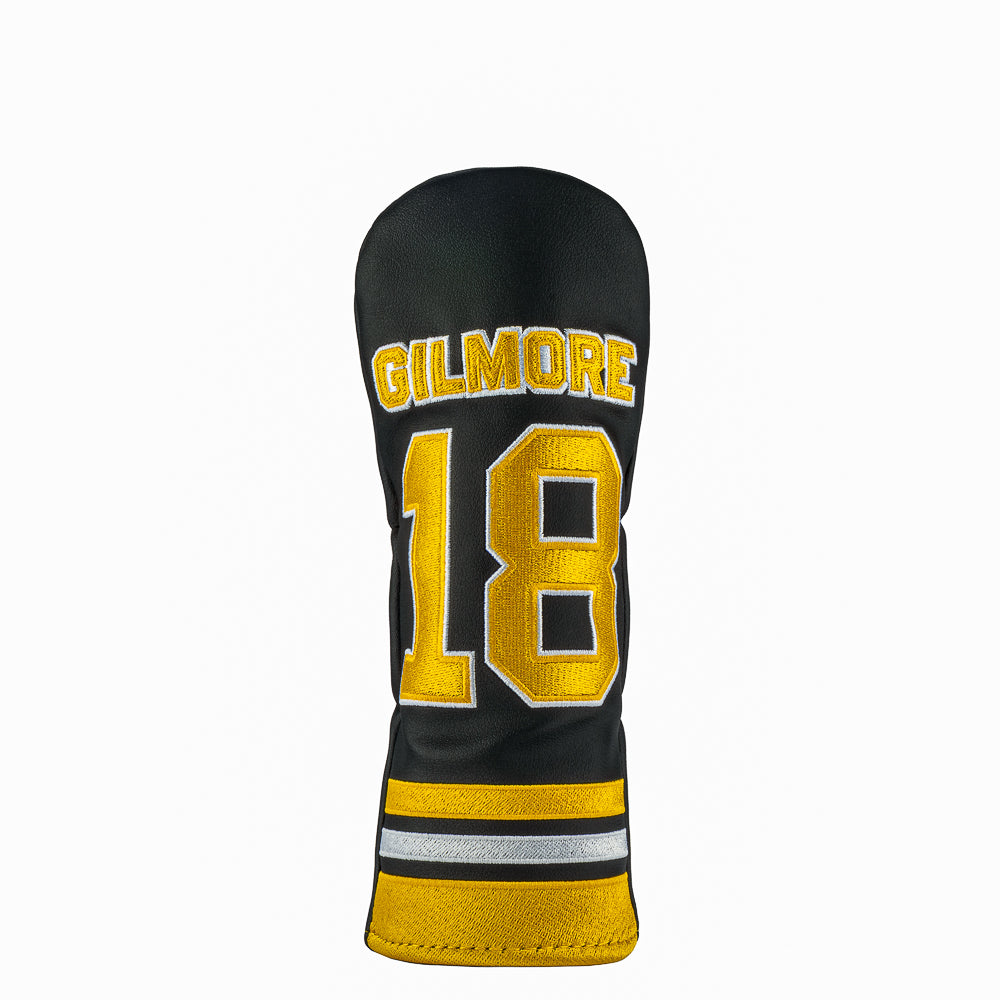 Rewind Golf x Happy Gilmore 18 Hockey Jersey black and gold officially licensed hybrid golf headcover.