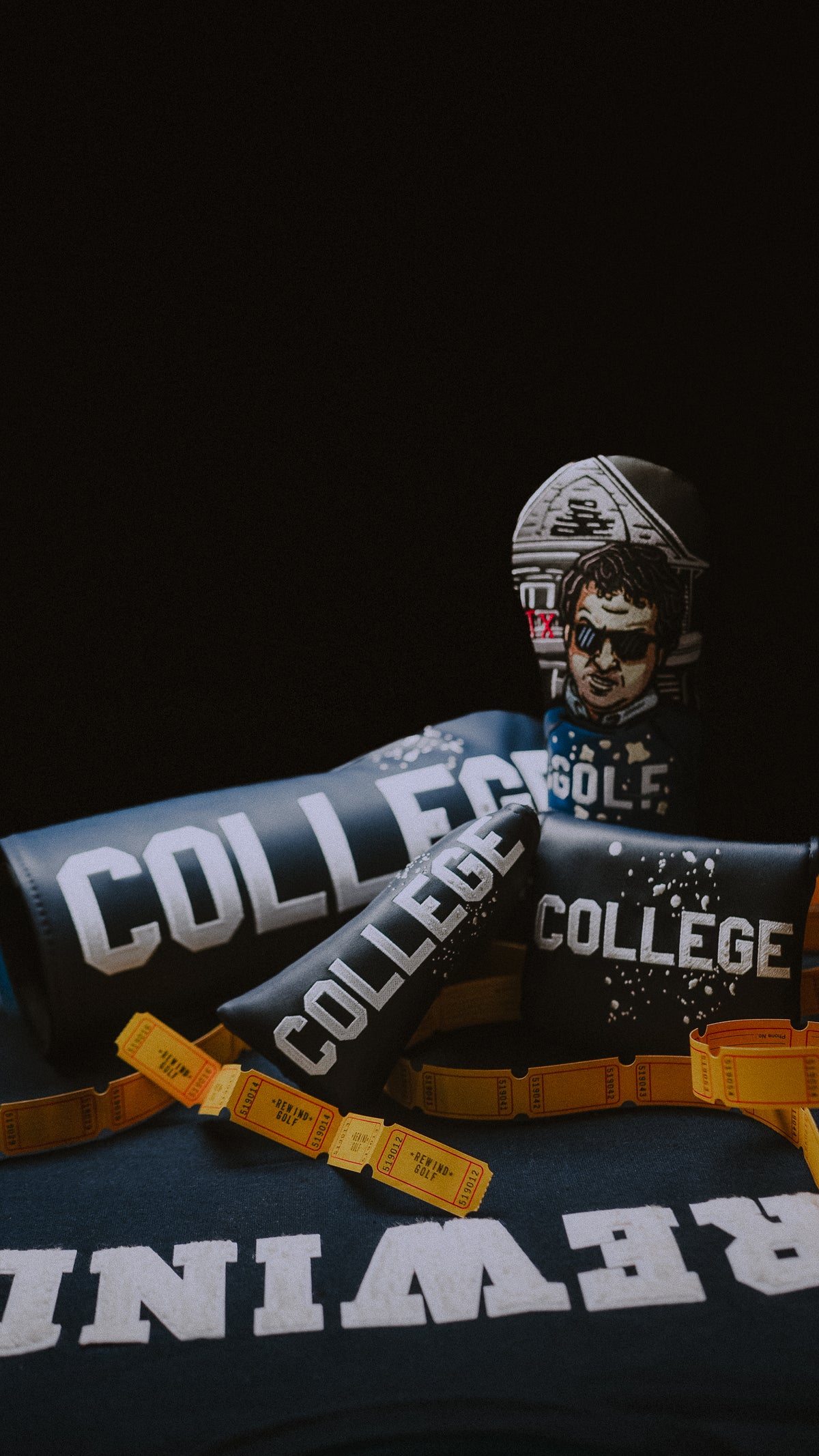 Rewind Golf x Animal House official headcover collection featuring movie-themed drivers, fairways, blades, and mallets.