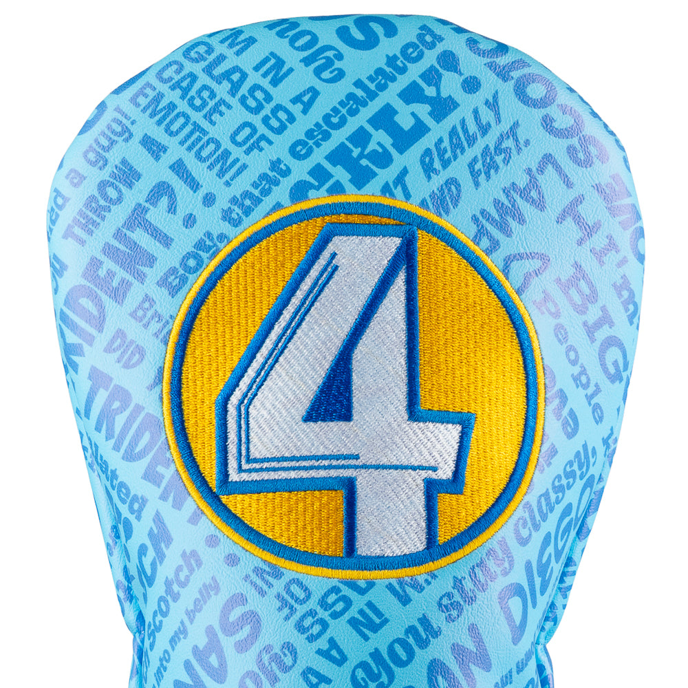 Blue Anchorman driver cover with Channel 4 logo and quotes.