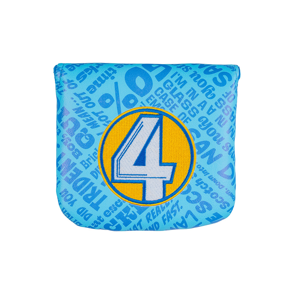 Blue Anchorman large center shaft mallet cover with Channel 4 logo.