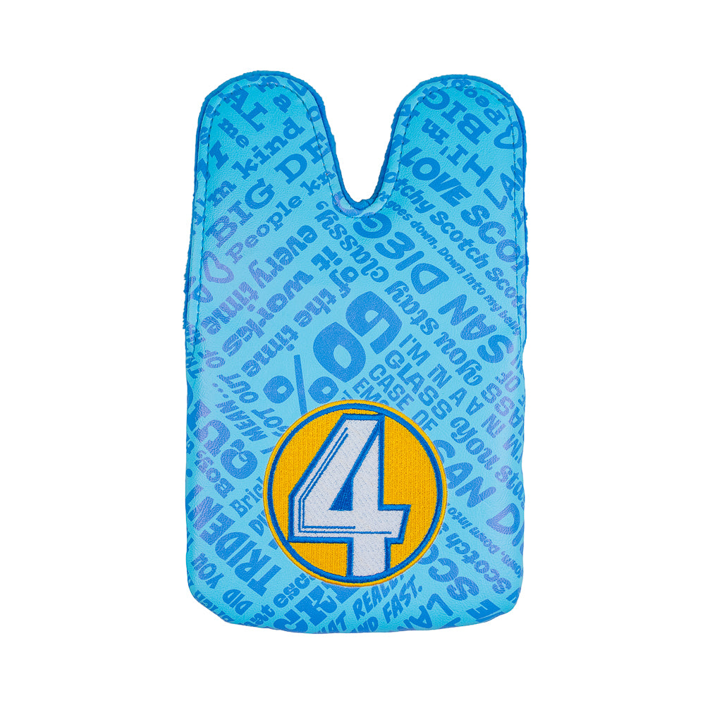 Blue Anchorman large center shaft mallet cover with Channel 4 logo.