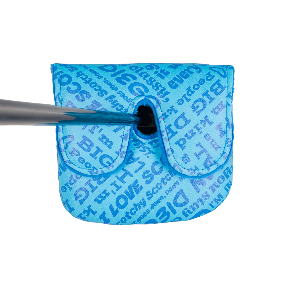 Blue Anchorman large center shaft mallet cover with Channel 4 logo.