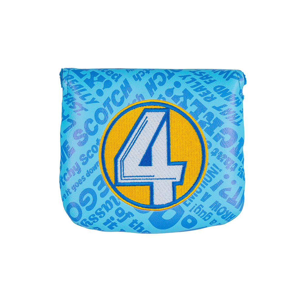 Blue Anchorman small center shaft mallet cover with Channel 4 logo.