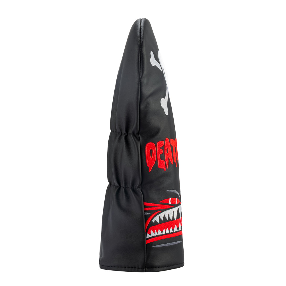 Rewind Golf x Animal House officially licensed black Deathmobile driver golf headcover with red accents. 