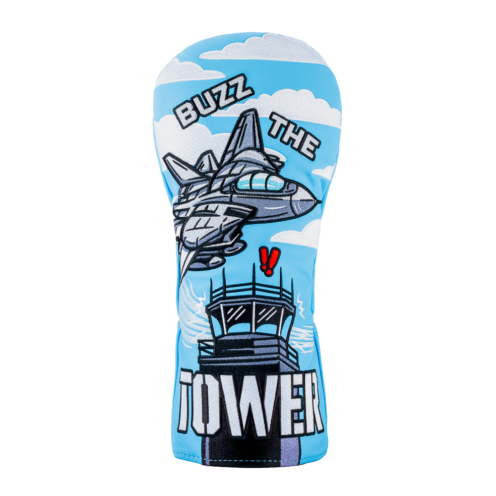 Rewind Golf x Top Gun official Buzz The Tower movie scene blue and white driver golf headcover.