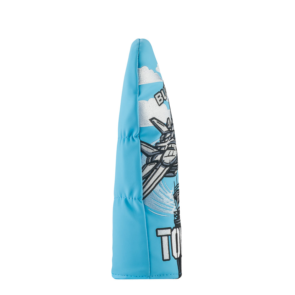 Rewind Golf x Top Gun official Buzz The Tower movie scene with fighter jet and control tower embroidery on a fairway wood golf headcover.
