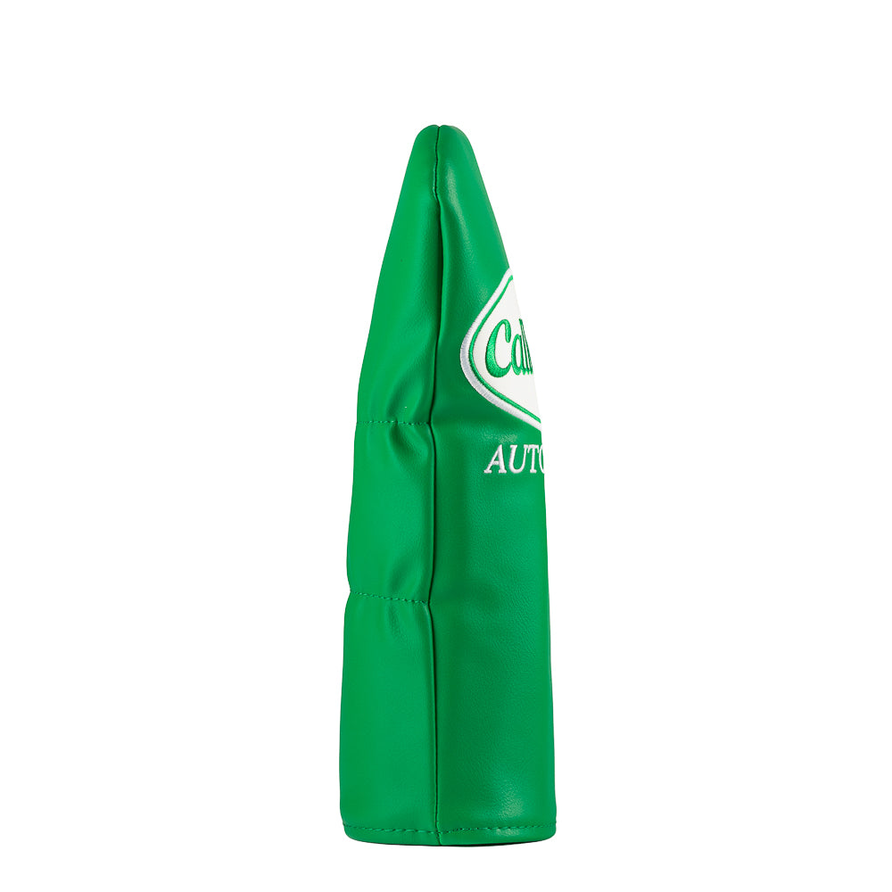 Green Callahan Auto Parts fairway cover with white logo.