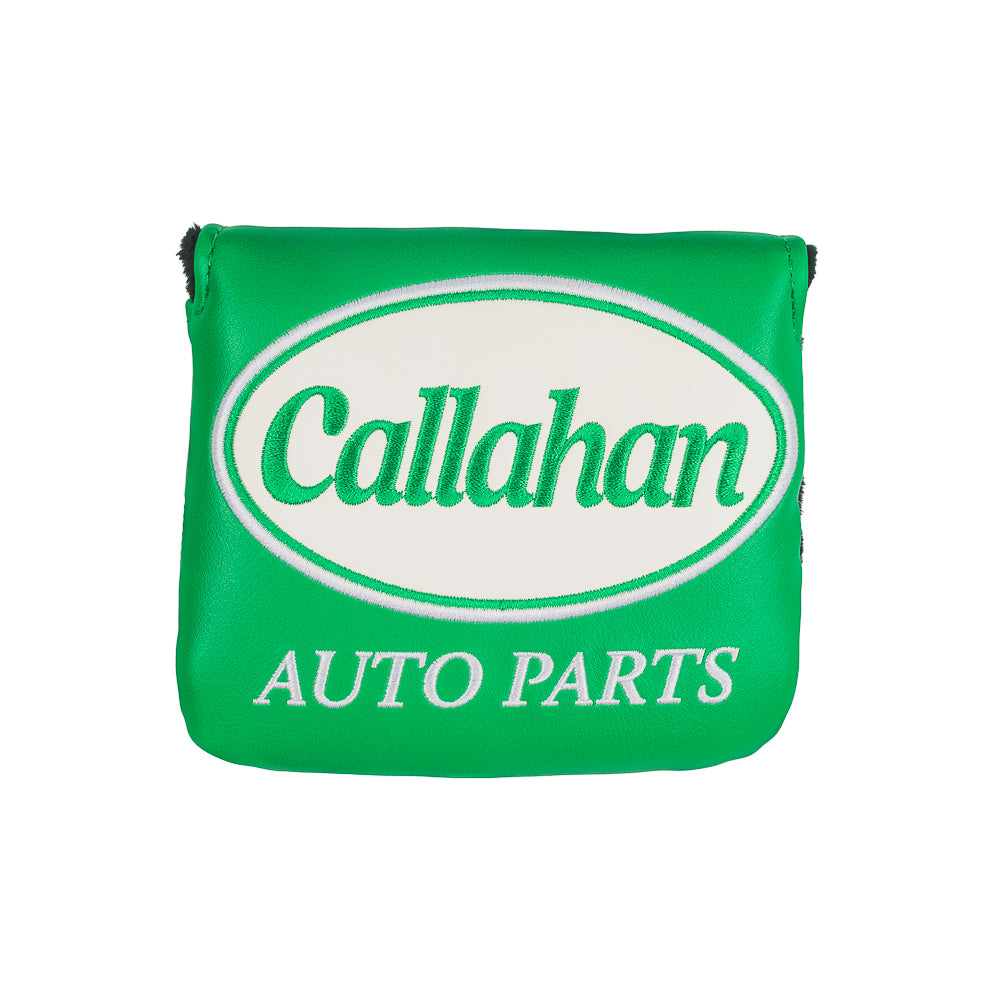 Green Callahan Auto Parts small CS mallet cover with logo.