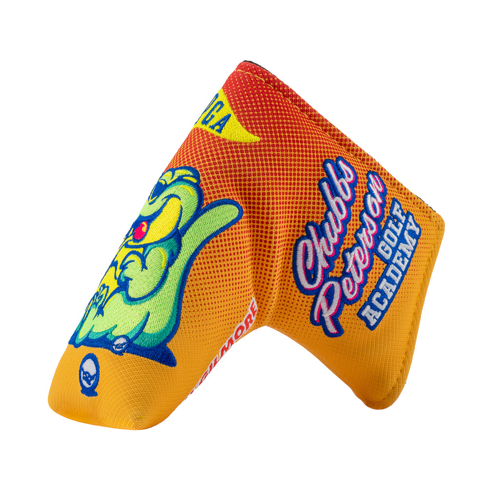 Rewind Golf x Happy Gilmore Chubbs Peterson Golf Academy orange and yellow officially licensed blade golf headcover.