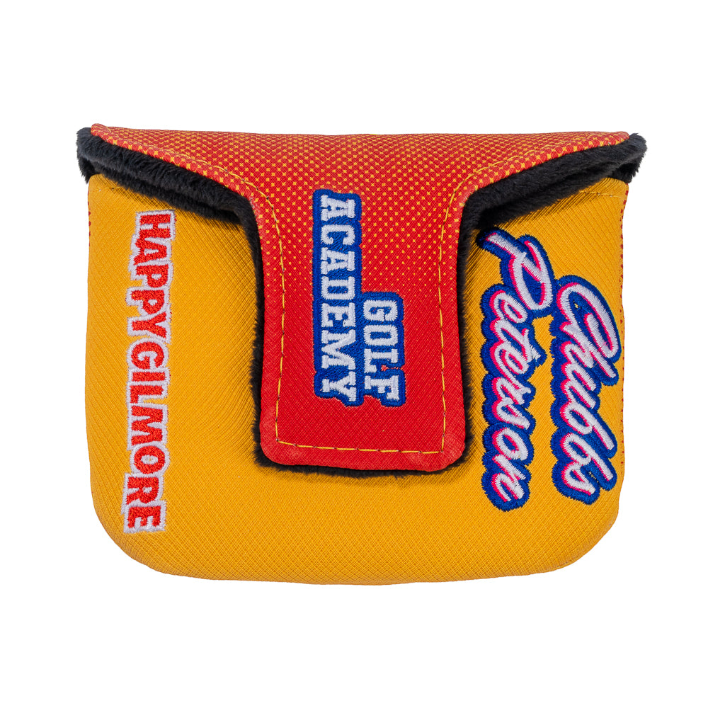 Rewind Golf x Happy Gilmore official Chubbs Peterson Golf Academy yellow and orange with embroidered gator mallet golf headcover.