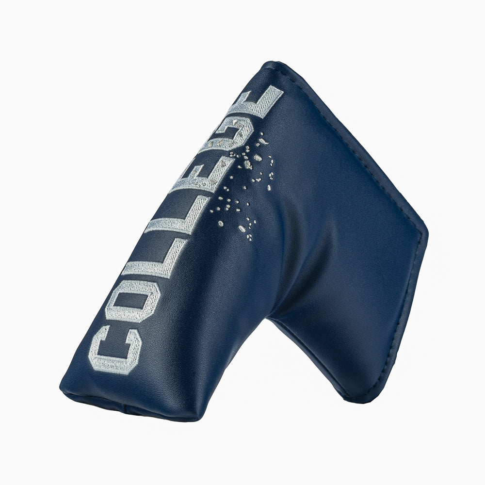 Rewind Golf x Animal House College blue blade golf headcover with 'COLLEGE' text.