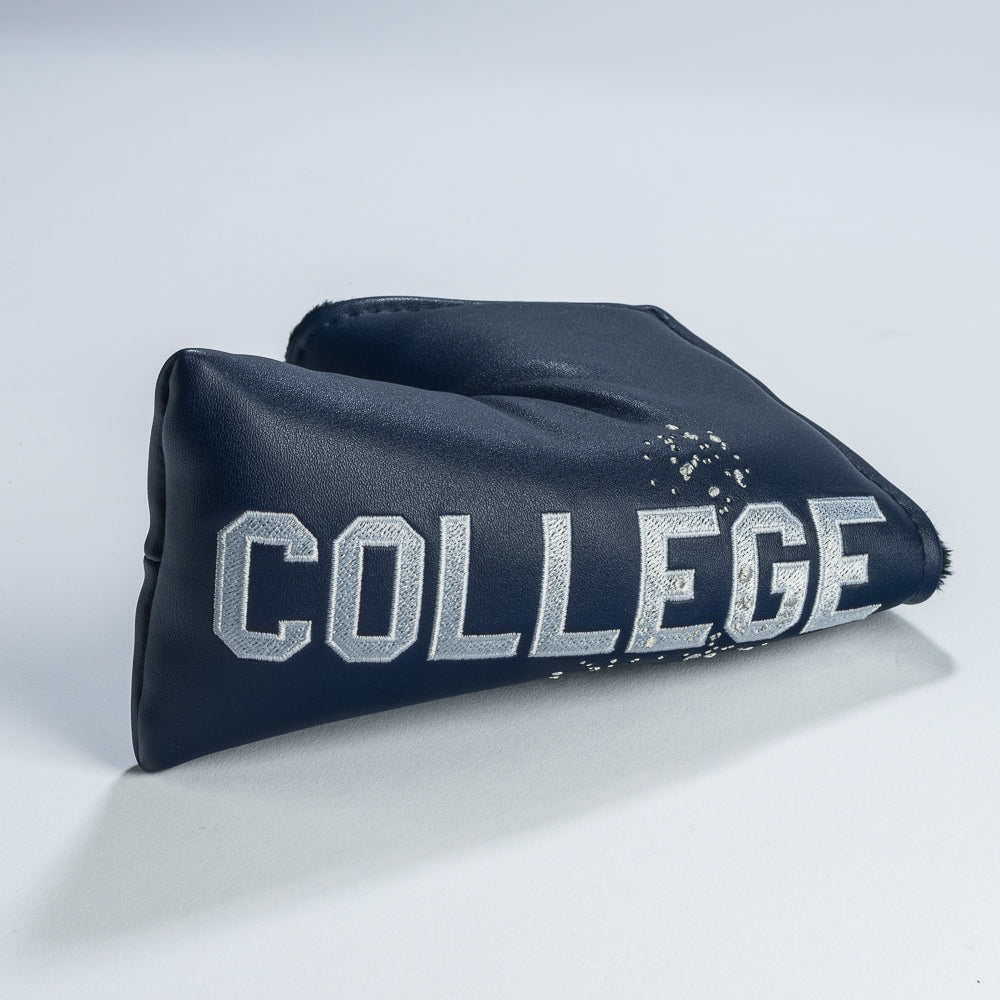 Rewind Golf x Animal House College blue blade golf headcover with 'COLLEGE' text.