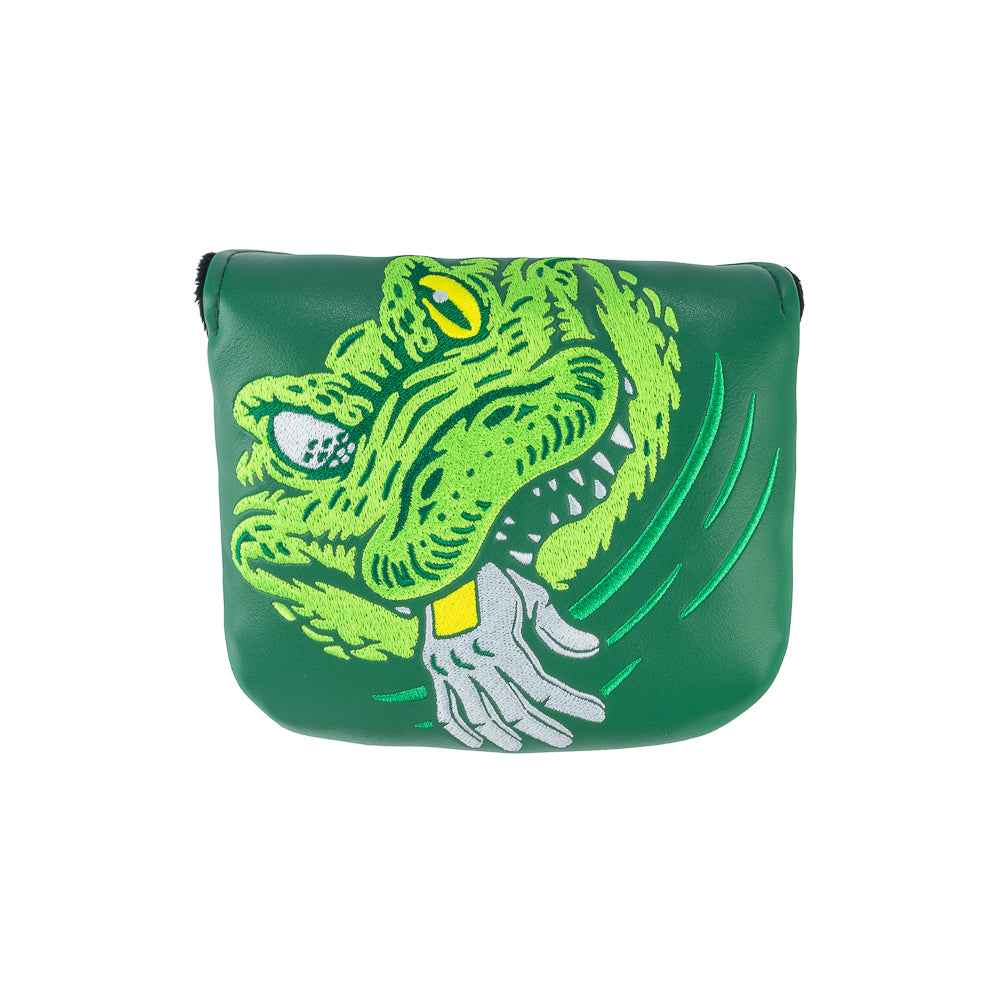 Rewind Golf x Happy Gilmore official Cough It Up green mallet golf headcover with alligator design.