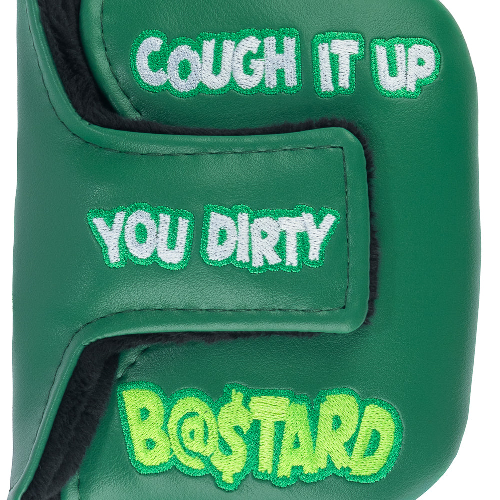 Rewind Golf x Happy Gilmore official Cough It Up green mallet golf headcover with alligator design.