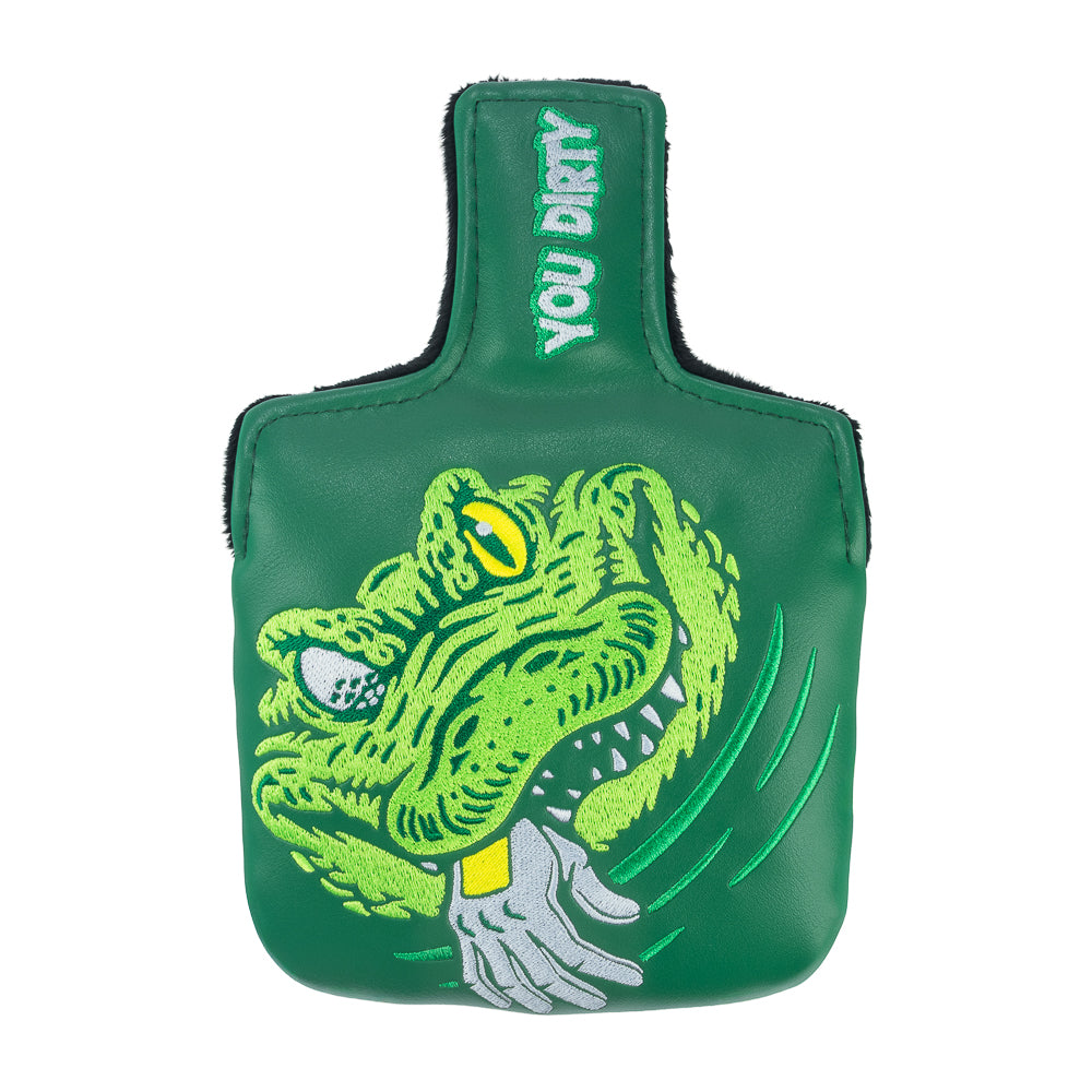 Rewind Golf x Happy Gilmore official Cough It Up green mallet golf headcover with alligator design.