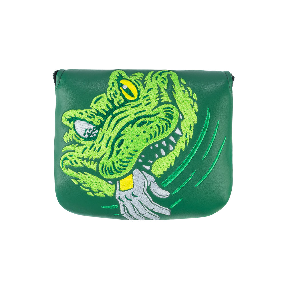 Rewind Golf x Happy Gilmore official Cough It Up green alligator themed center shaft mallet golf headcover.