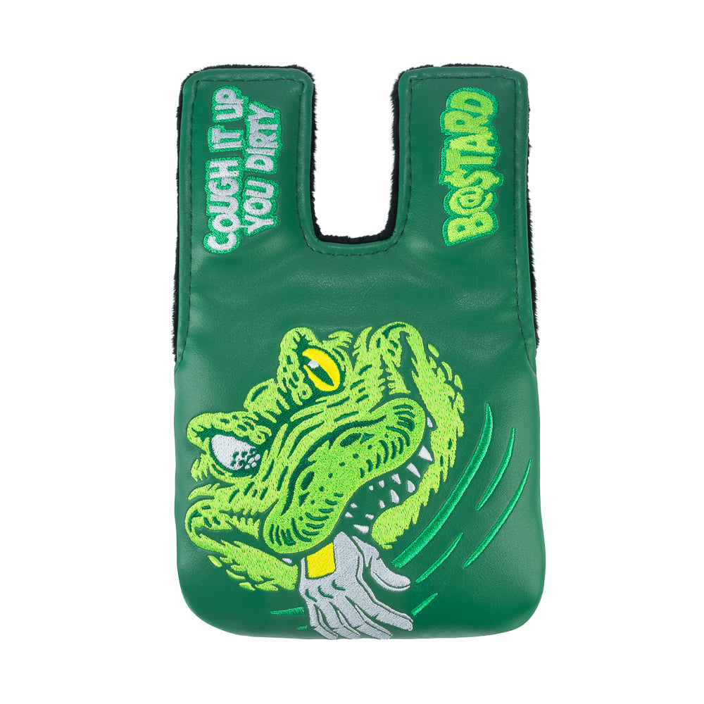 Rewind Golf x Happy Gilmore official Cough It Up green alligator themed center shaft mallet golf headcover.