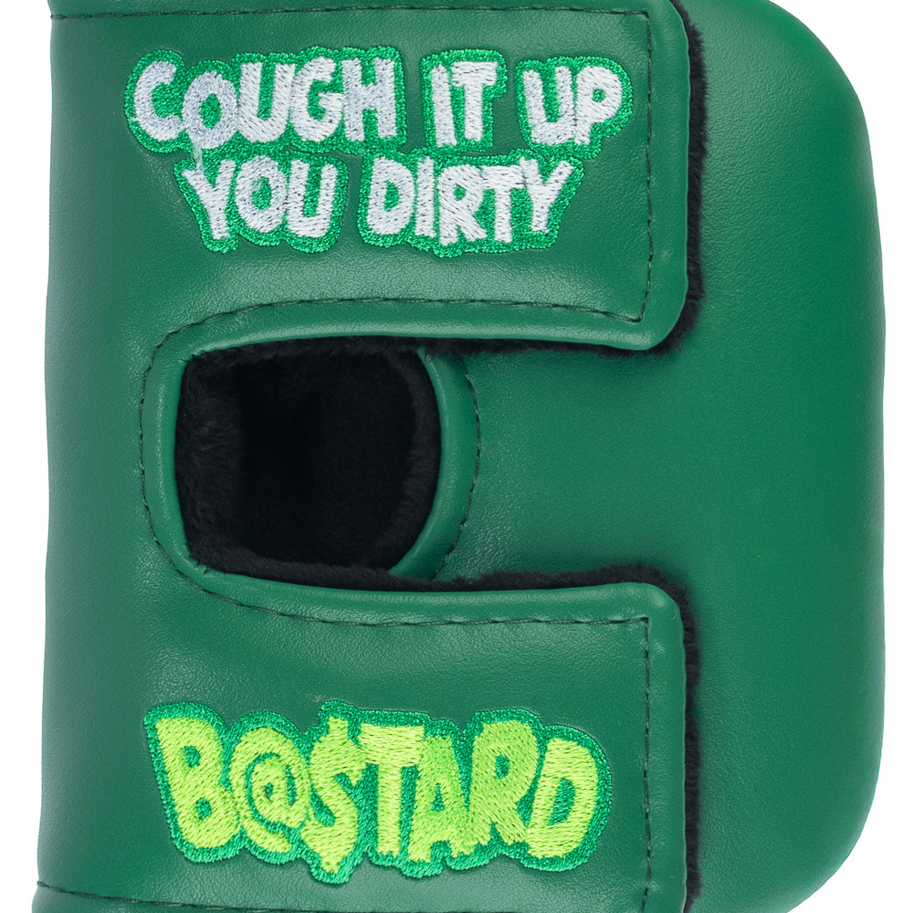 Rewind Golf x Happy Gilmore official Cough It Up green alligator themed center shaft mallet golf headcover.