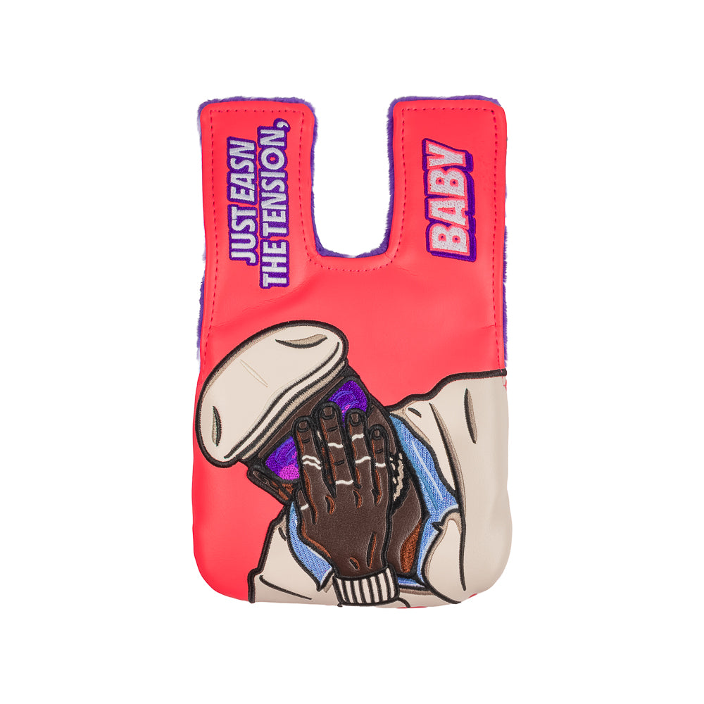 Happy Gilmore Chubbs Peterson Easn The Tension, Baby pink center shaft mallet golf headcover.