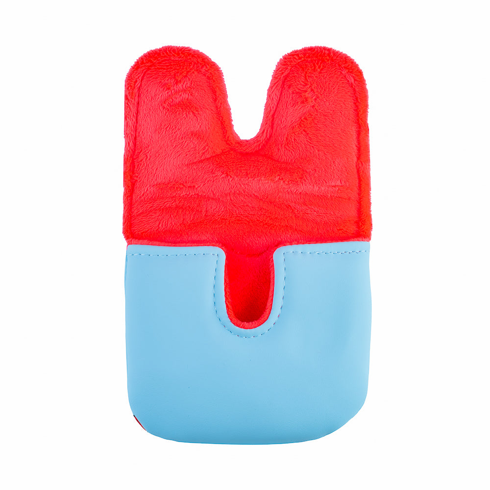Rewind Golf x Ferris Bueller's Day Off official blue and red Abe Froman Sausage King of Chicago XL center shaft mallet golf headcover.