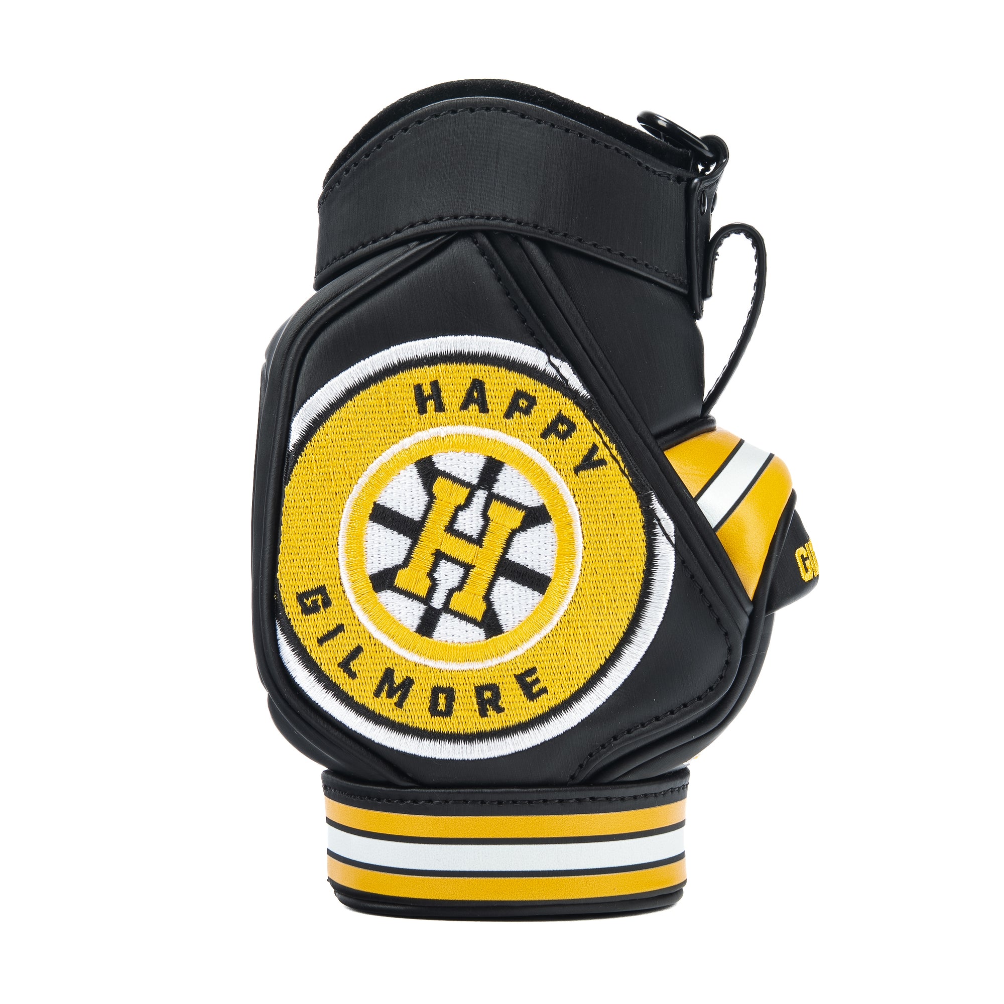 Rewind Golf x Happy Gilmore 18 Hockey Jersey official desk caddy accessory featuring black, gold, and yellow details and Happy Gilmore logo.