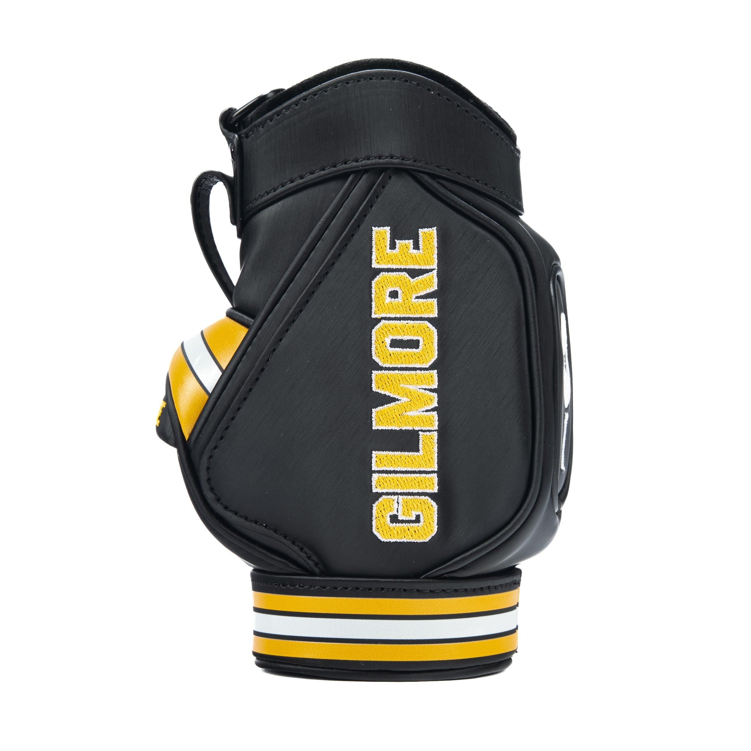 Rewind Golf x Happy Gilmore 18 Hockey Jersey official desk caddy accessory featuring black, gold, and yellow details and Happy Gilmore logo.