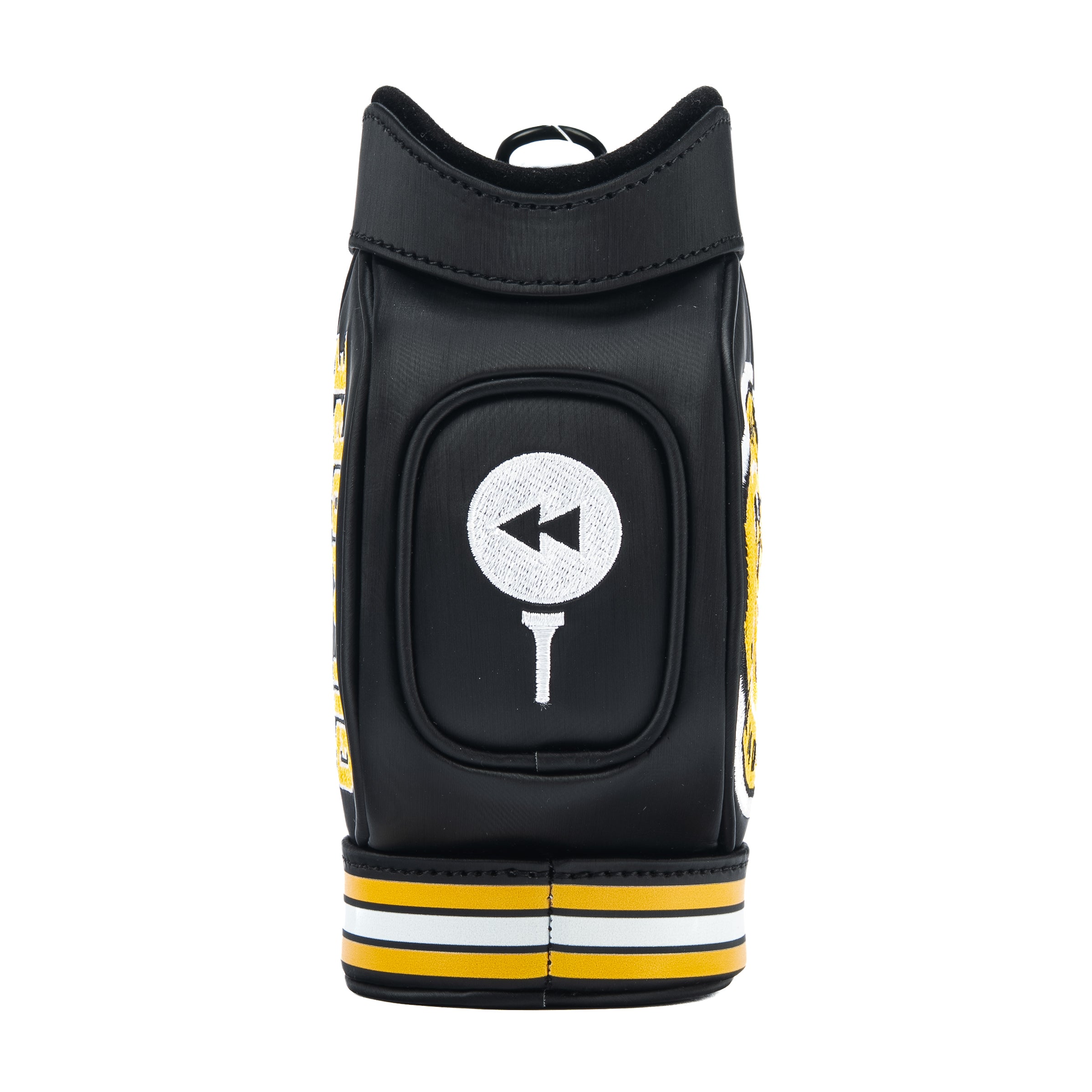 Rewind Golf x Happy Gilmore 18 Hockey Jersey official desk caddy accessory featuring black, gold, and yellow details and Happy Gilmore logo.