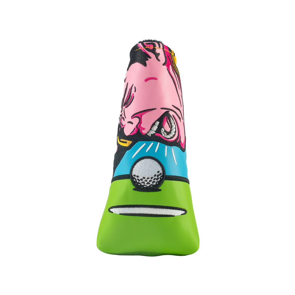 Rewind Golf x Happy Gilmore Why Don't You Just Go Home movie scene green, blue, and yellow blade golf headcover.