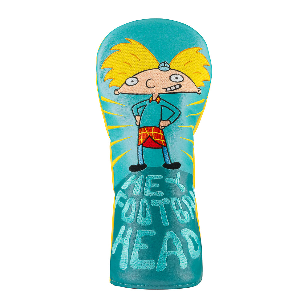 Teal Arnold driver cover with “Hey Football Head” text.
