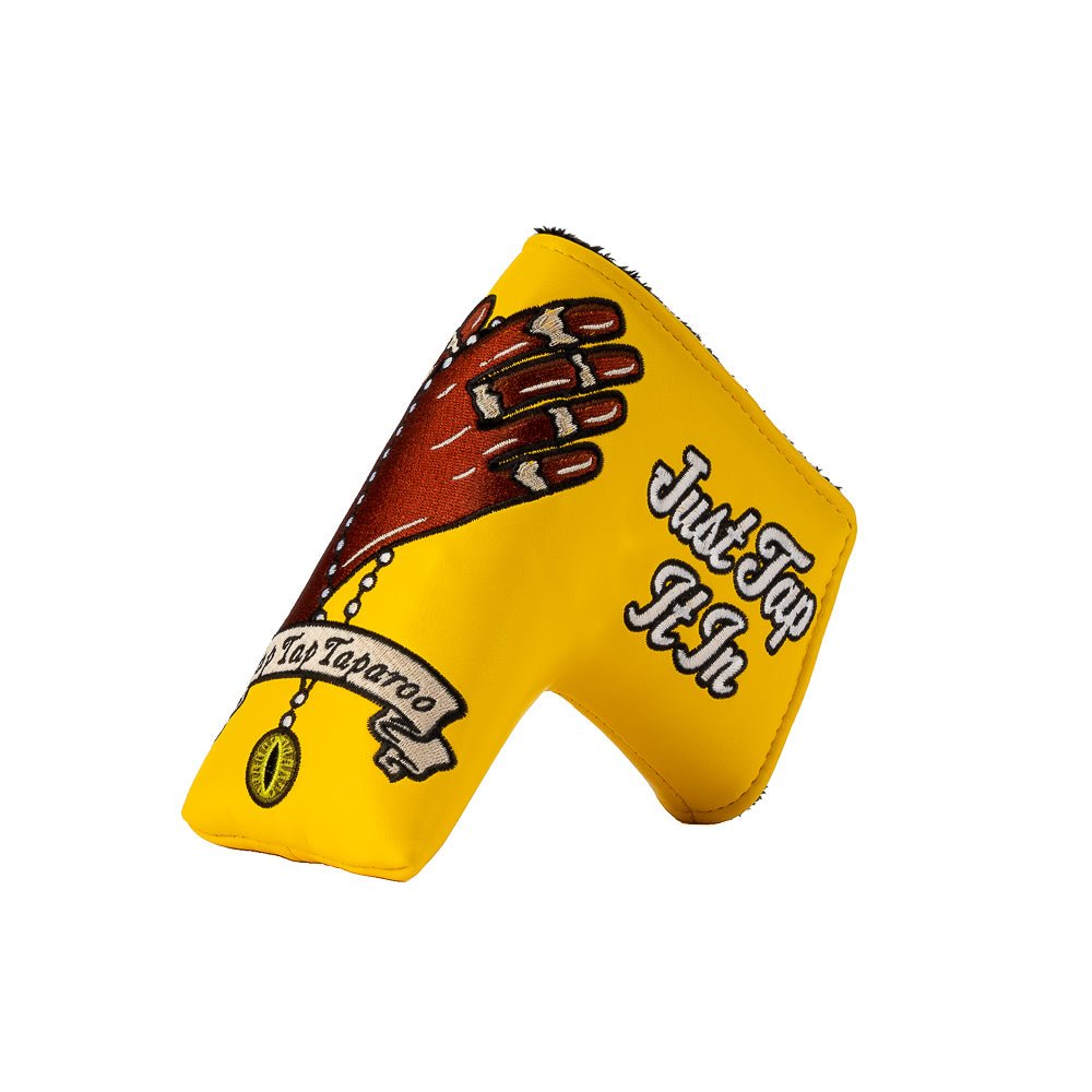 Rewind Golf x Happy Gilmore officially licensed Tap, Tap, Taparoo movie themed yellow blade golf headcover.