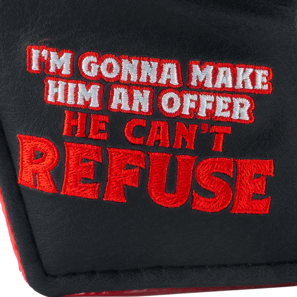 Rewind Golf x The Godfather official Offer He Can't Refuse black and red blade golf headcover.