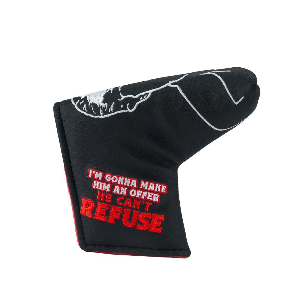 Rewind Golf x The Godfather official Offer He Can't Refuse black and red blade golf headcover.