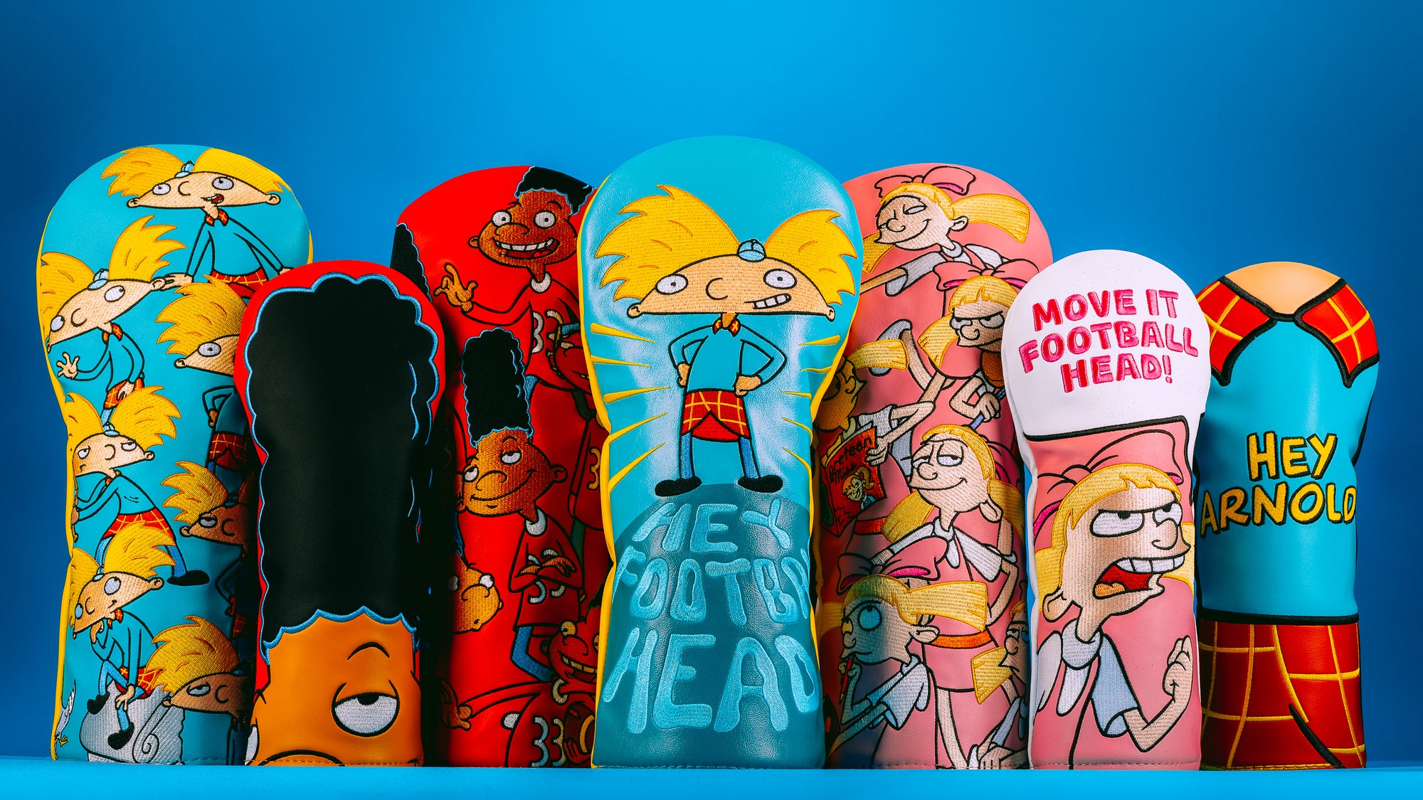 Rewind Golf x Hey Arnold! official collection of golf wood headcovers.