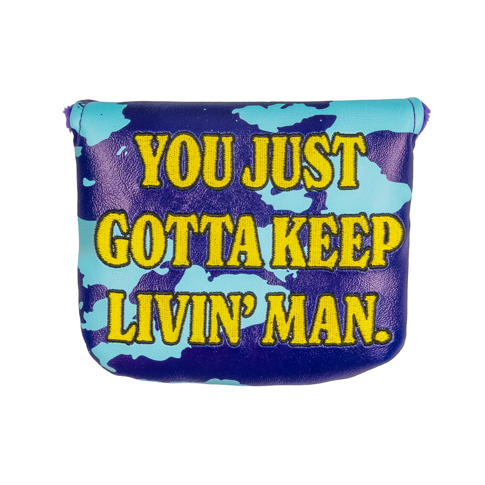Rewind Golf x Dazed And Confused Gotta Keep Livin' Man blue camo mallet golf headcover.