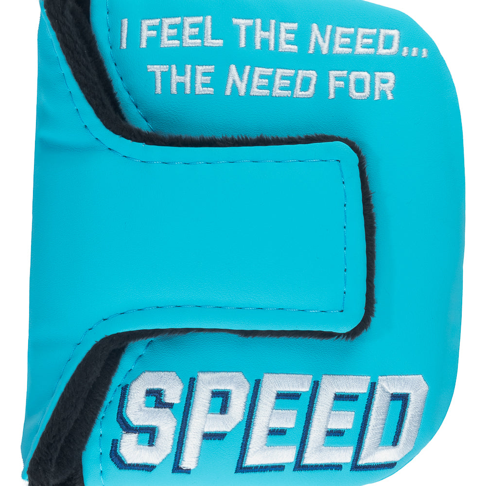 Rewind x Top Gun Need For Speed official mallet golf headcover with a Maverick helmet and red, white, and blue design.