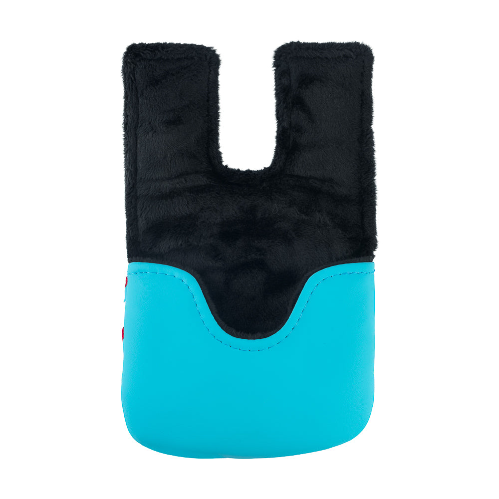 Rewind Golf x Top Gun Need For Speed officially licensed center shaft mallet putter golf headcover featuring Maverick's helmet and a red, white, and blue design.