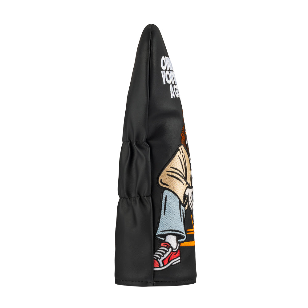 Rewind Golf x Big Lebowski officially licensed driver golf headcover with The Dude and Obviously You're Not A Golfer quote.