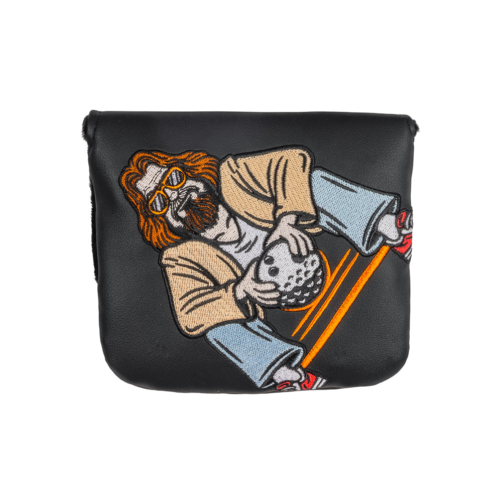 Big Lebowski x Rewind Golf official center shaft XL black mallet headcover with The Dude embroidery.