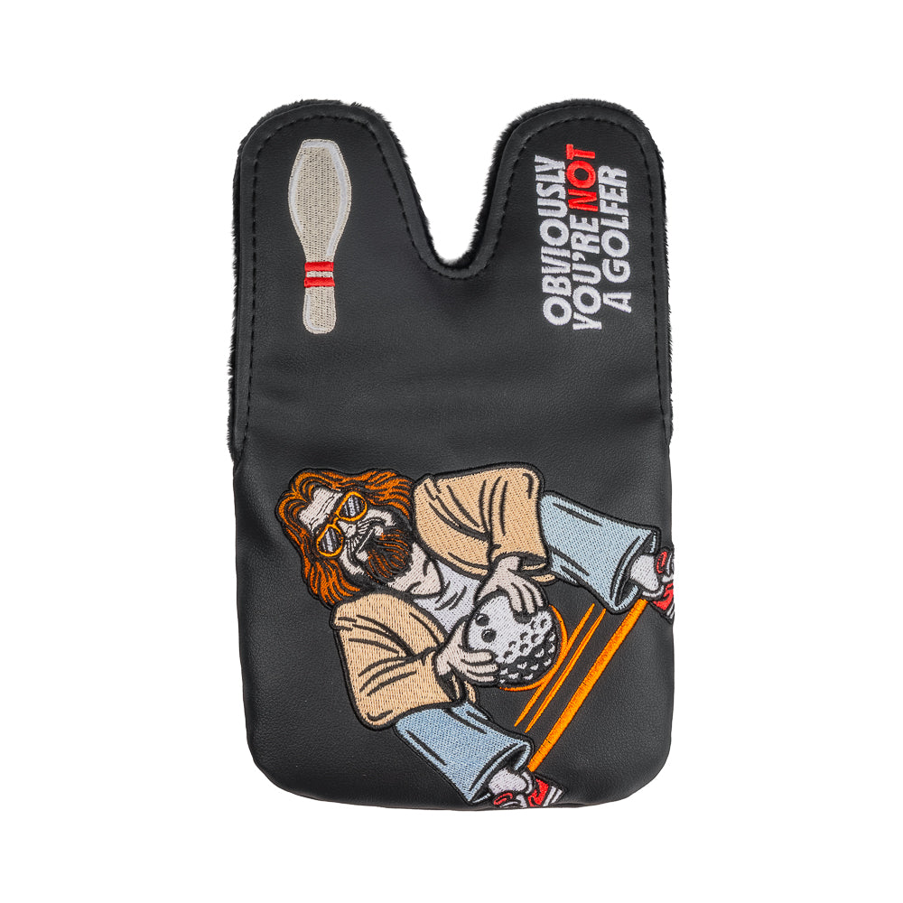 Big Lebowski x Rewind Golf official center shaft XL black mallet headcover with The Dude embroidery.