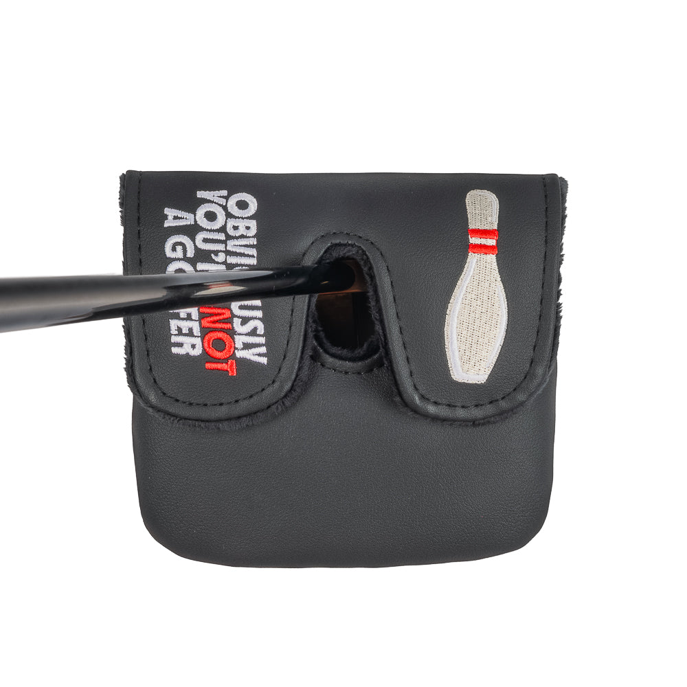 Big Lebowski x Rewind Golf official center shaft XL black mallet headcover with The Dude embroidery.