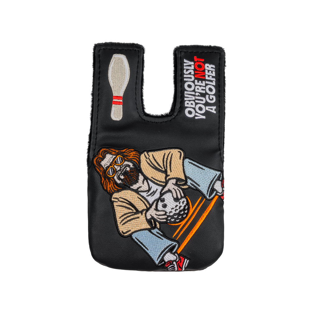 Big Lebowski official Not A Golfer black and embroidered the dude center shafted mallet golf headcover.