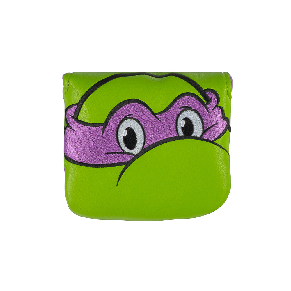 Green Donnie small center shaft mallet cover with purple mask peeking design.