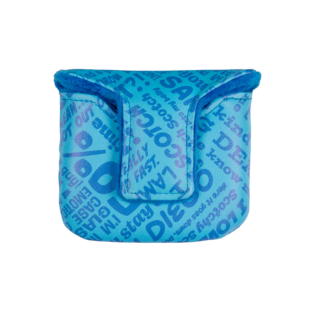 Blue Anchorman mallet putter cover with Channel 4 logo.