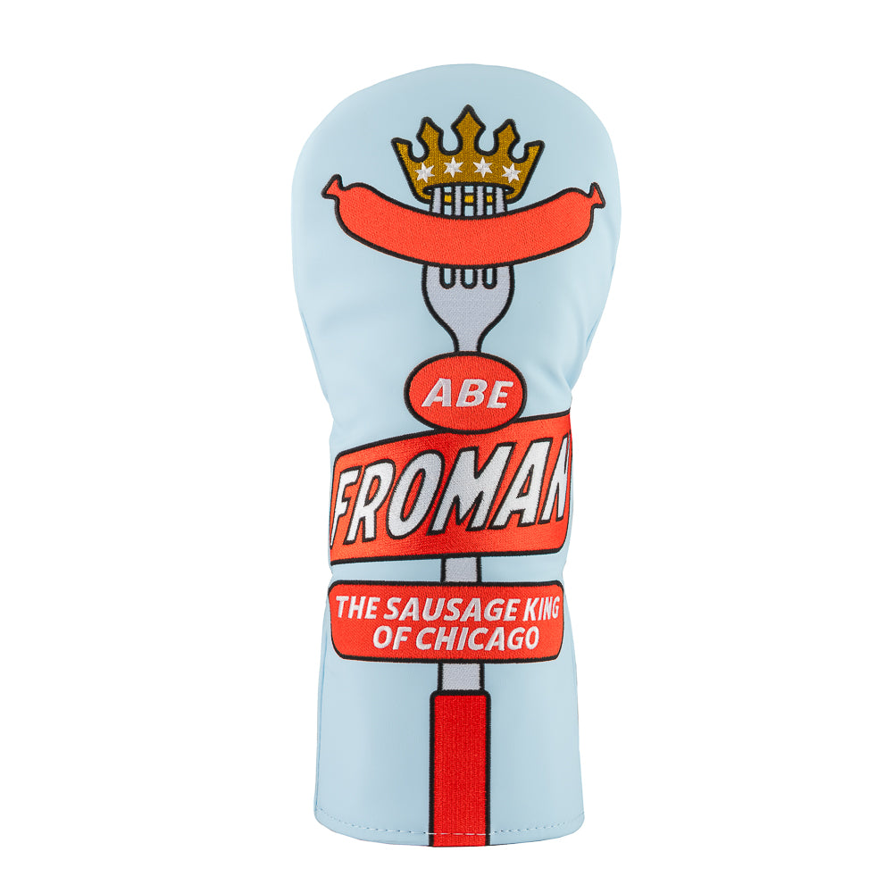 Ferris Bueller Abe Froman Sausage King of Chicago officially licensed blue and red driver golf headcover.