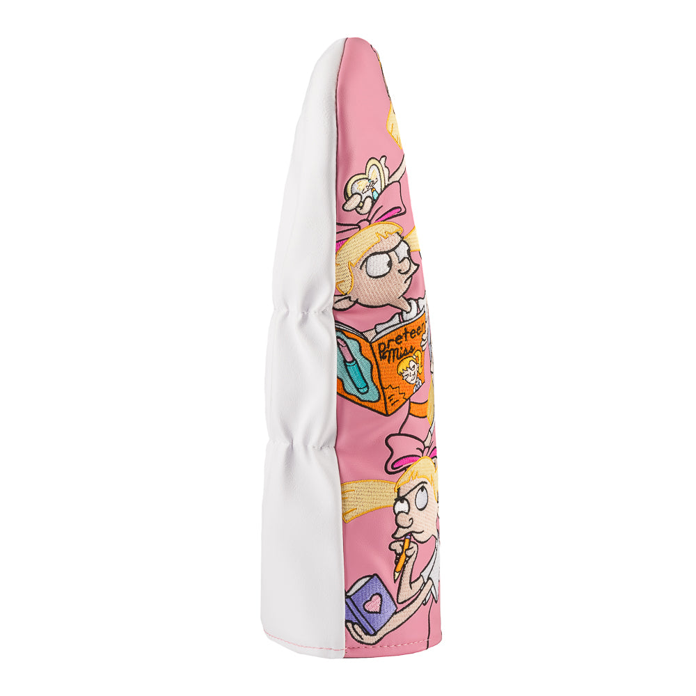 Pink Hey Arnold driver cover with stacked Helga poses.
